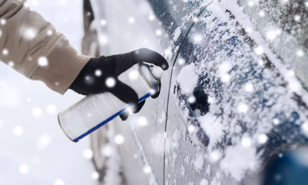 use chemical de icer sprays to unfreeze car door locks